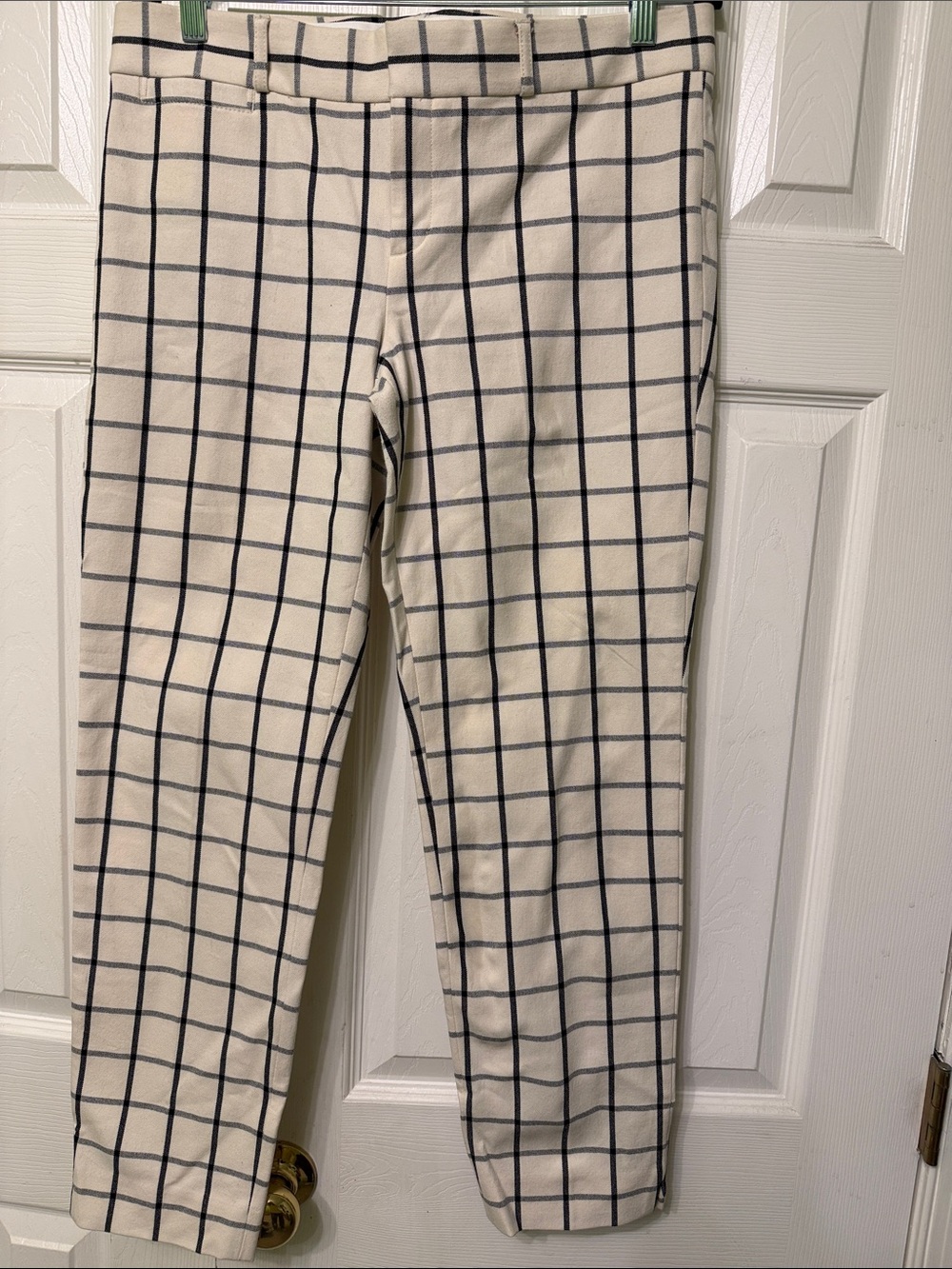 Banana Republic Cream Windowpane Ankle Pants